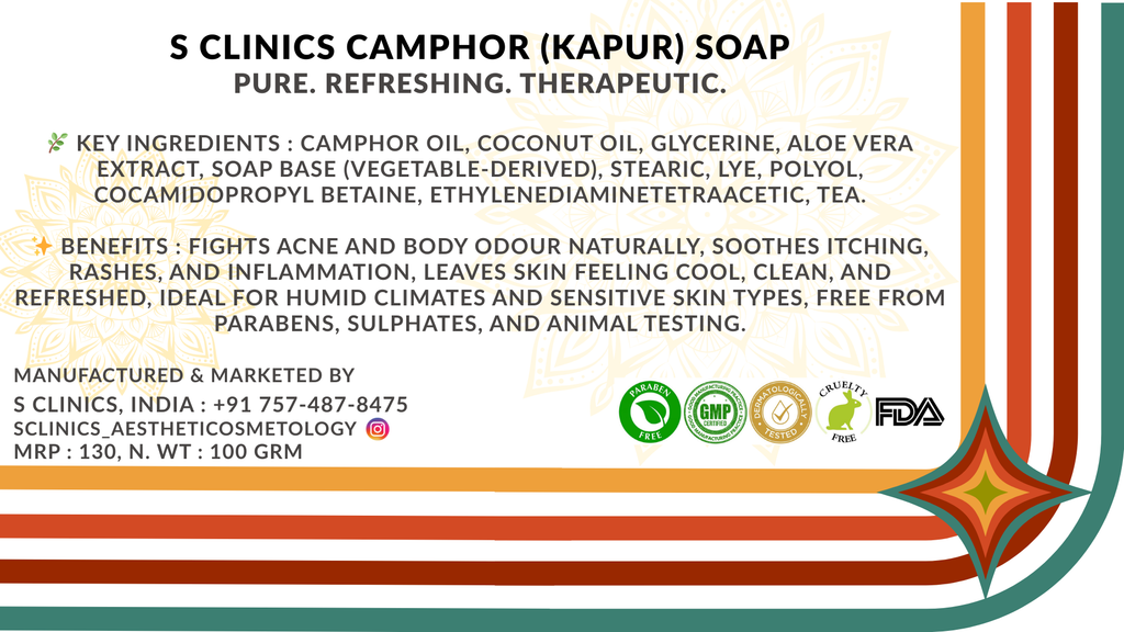 Herbaceous Camphor (KAPUR) Soap, Pure. Refreshing. Therapeutic. – Net Wt. – 100 Grm